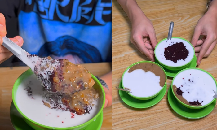 Sajian bubur kacang hijau dan ketan hitam