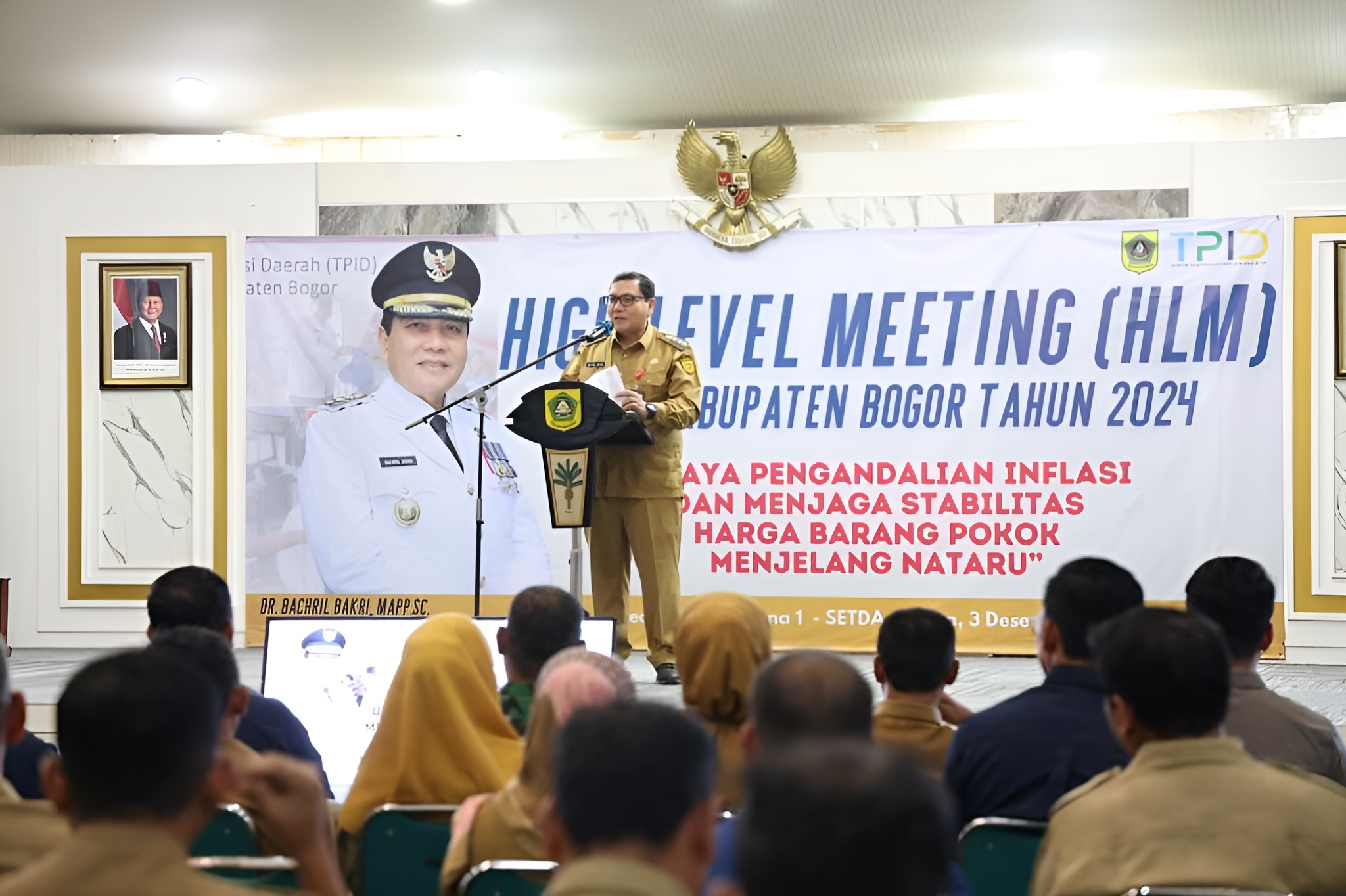 Pj. Bupati Bogor, Bachril Bakri dalam High Level Meeting pengendalian inflasi Kabupaten Bogor