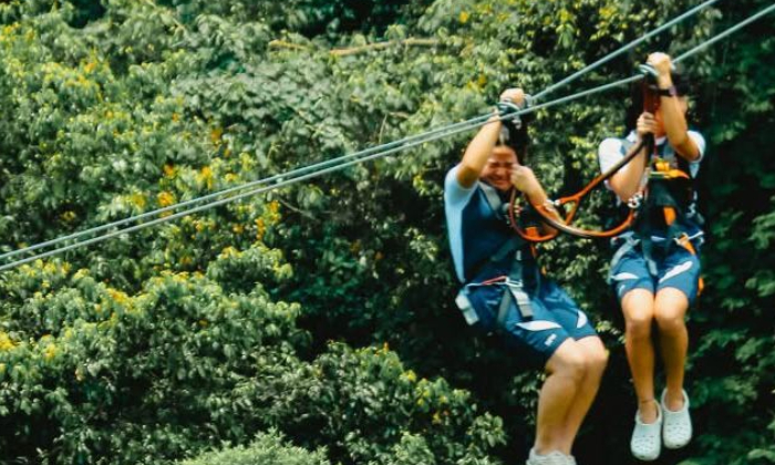 Ilustrasi kegiatan zipline di Bogor Treetop. (Instagram @bogortreetop.ziplineadventure)