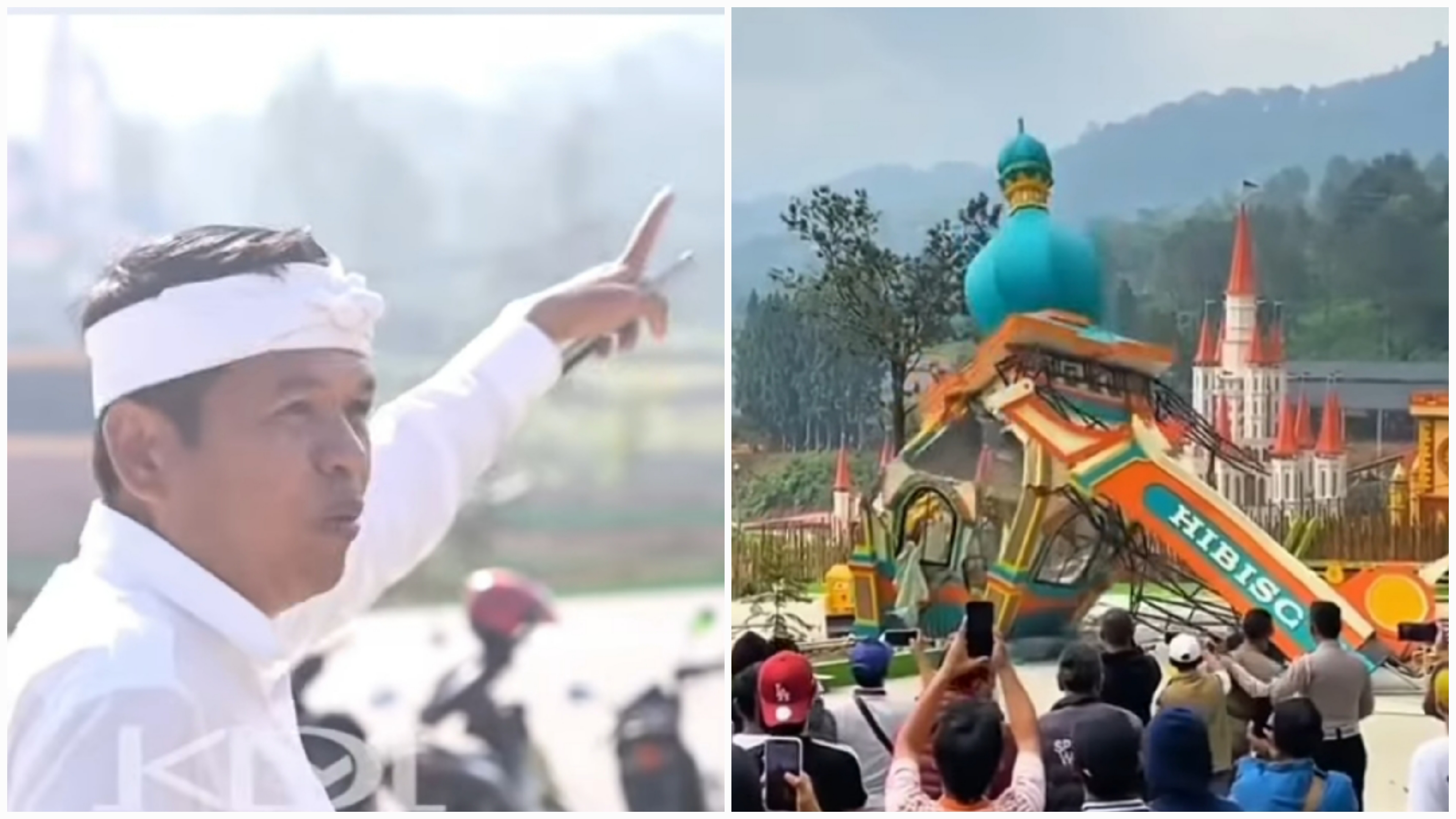 Tangkapan layar video pembongkaran objek wisata Hibisc Fantasy oleh Pemprov Jawa Barat, Kamis (6/3). (Instagram @dedimulyadi71)