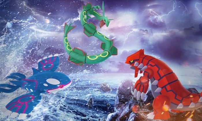 Tiga Pokemon Super-kuno, yakniGroudon, Kyogre, dan Rayquaza. (pinterest.com)