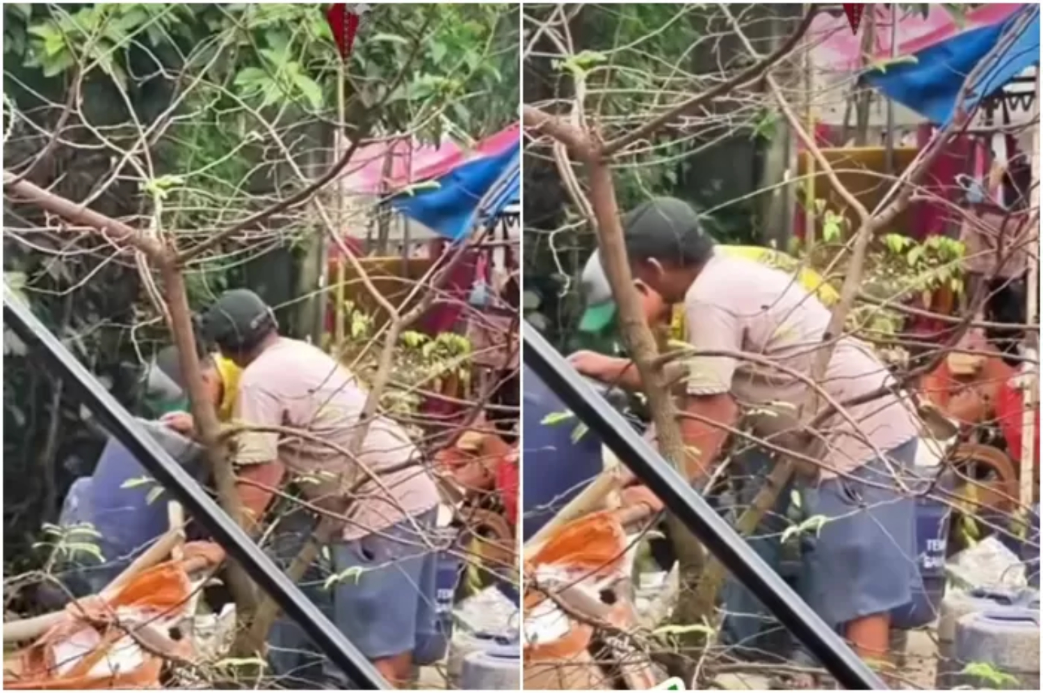 Viral video warga diduga membuang sampah ke aliran Sungai Cileungsi. (Tangkapan layar TikTok @thecutepaoo)
