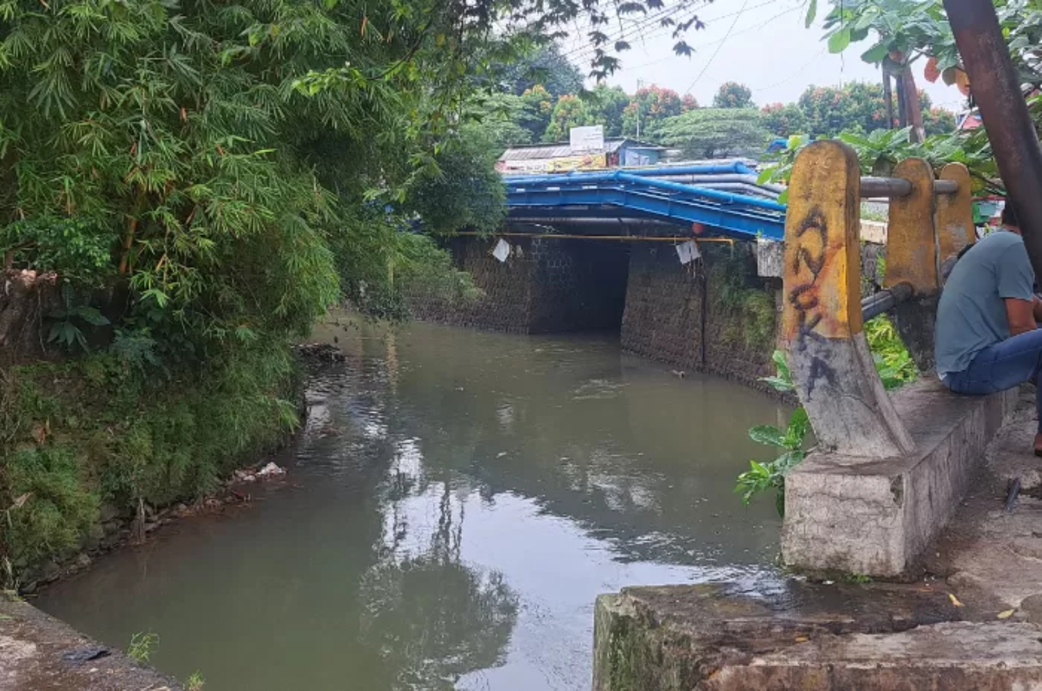 Pertemuan dua sungai yang menjadi penyebab banjir di Kelurahan Tanah Baru, Kecamatan Bogor Utara, Kota Bogor. (Reka Faturachman/Radar Bogor)