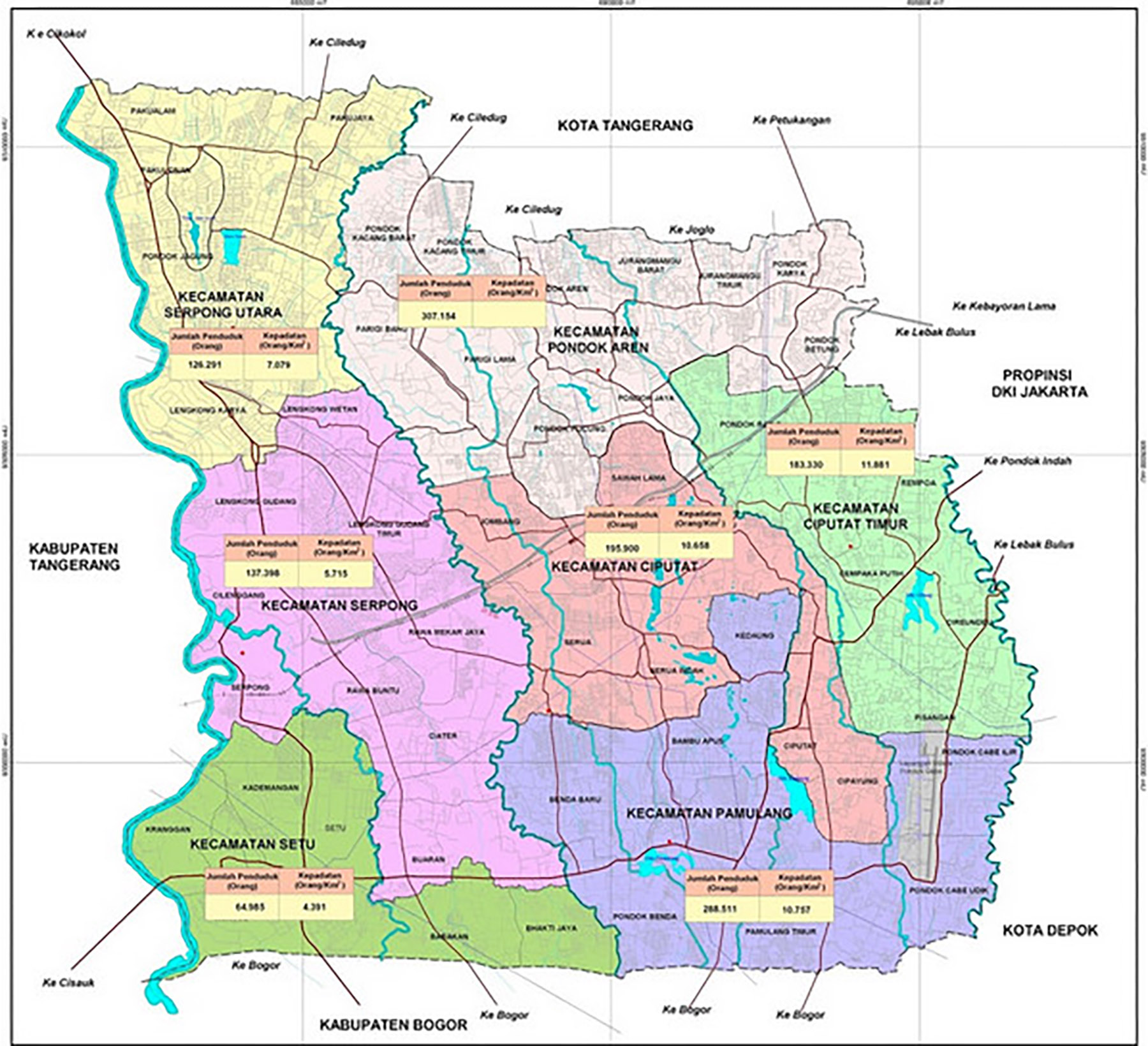 Peta Tangerang Selatan yang mencakup Ciputat (Dok. peta-hd.com)