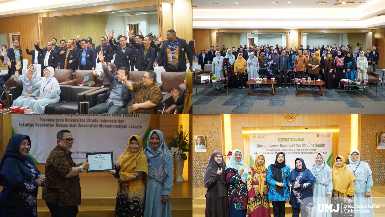 Rangkaian acara kuliah umum FKM UMJ bersama Pascasarjana Universitas Strada Indonesia dengan tema &ldquo;Current Issues Keperawatan dan One Health&rdquo; di Aula FKM UMJ, Ciputat, (08/10) (Dok. UMJ)