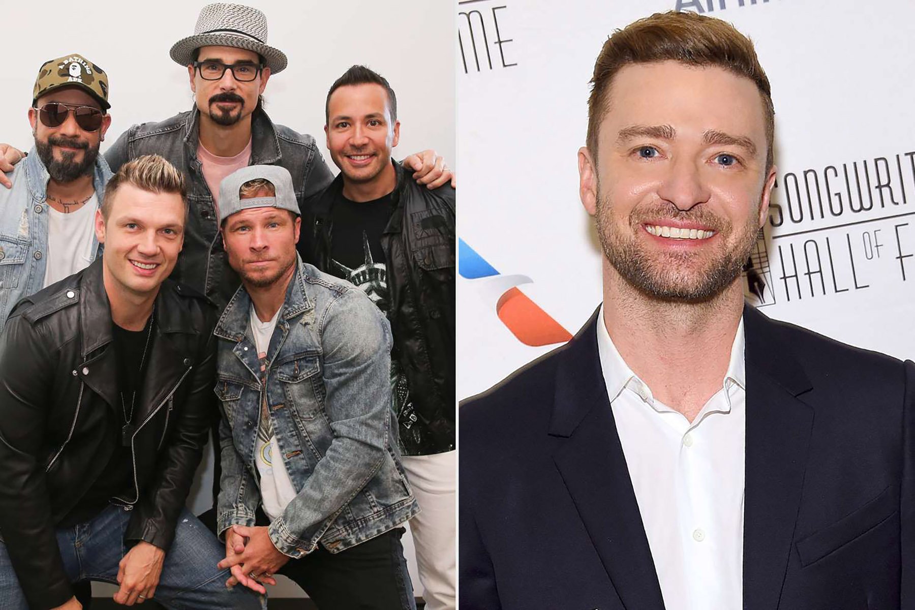 Backstreet Boys (kiri) dan Justin Timberlake ex Nsync. (Dok. People)