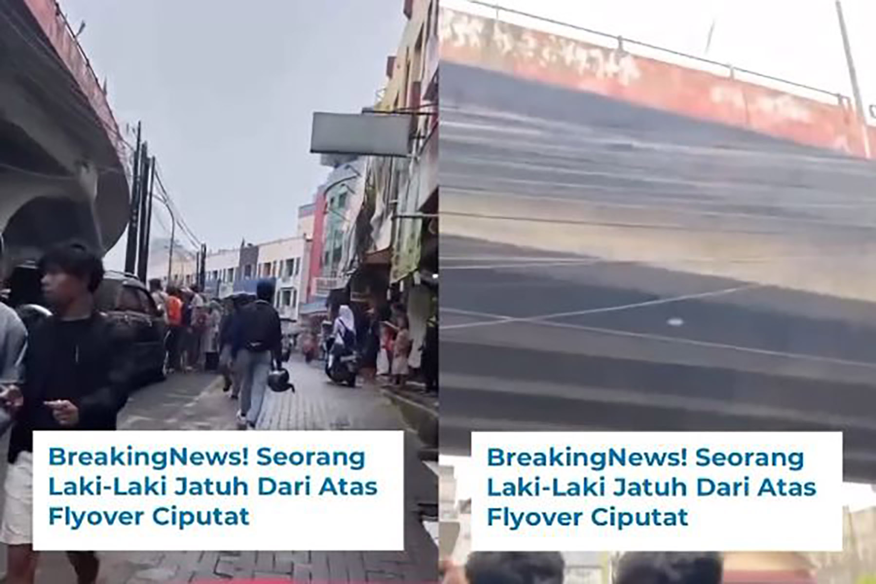 Seorang Pria Terlihat Melompat dari Jembatan Flyover Ciputat (Dok. Haijakarta.id)