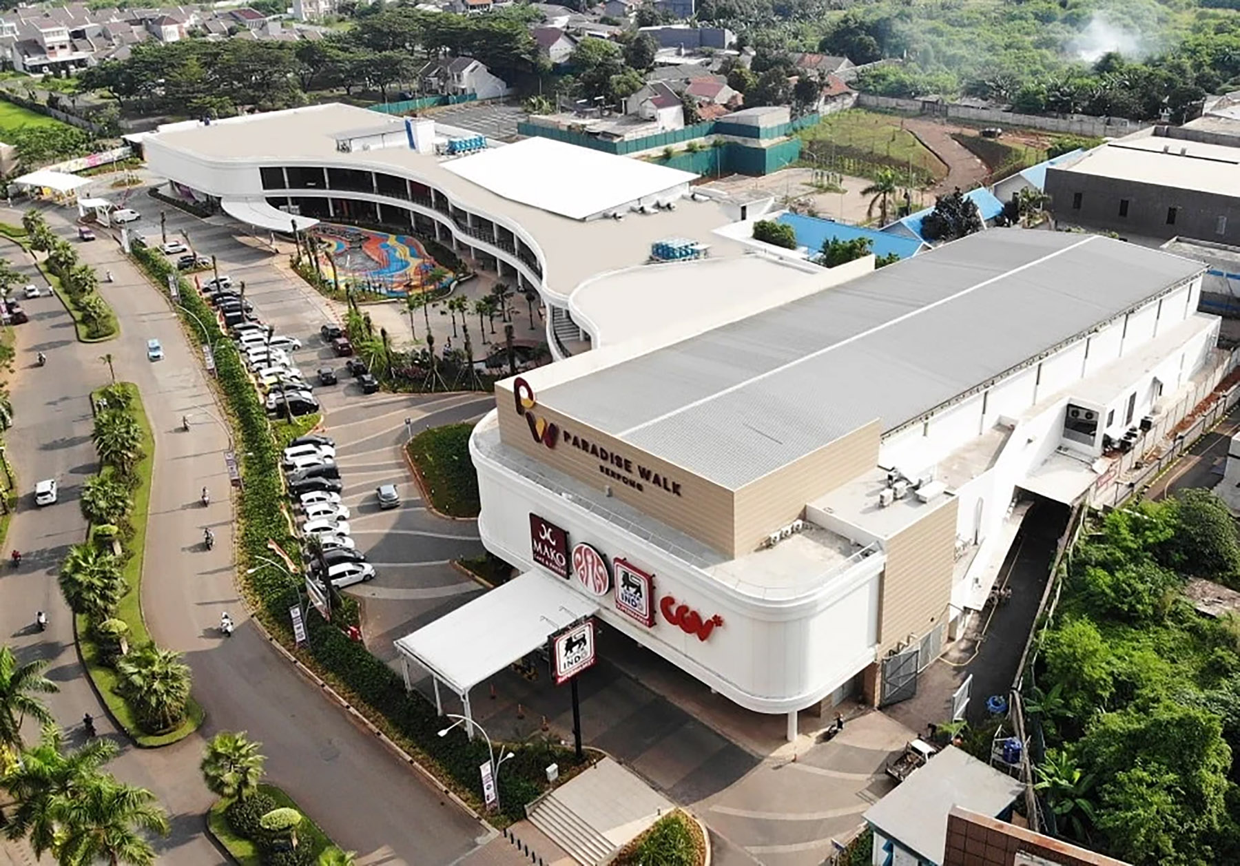 Pemandangan atas pusat perbelanjaan Paradise Walk Serpong di Tangsel. (Dok. Paradise)
