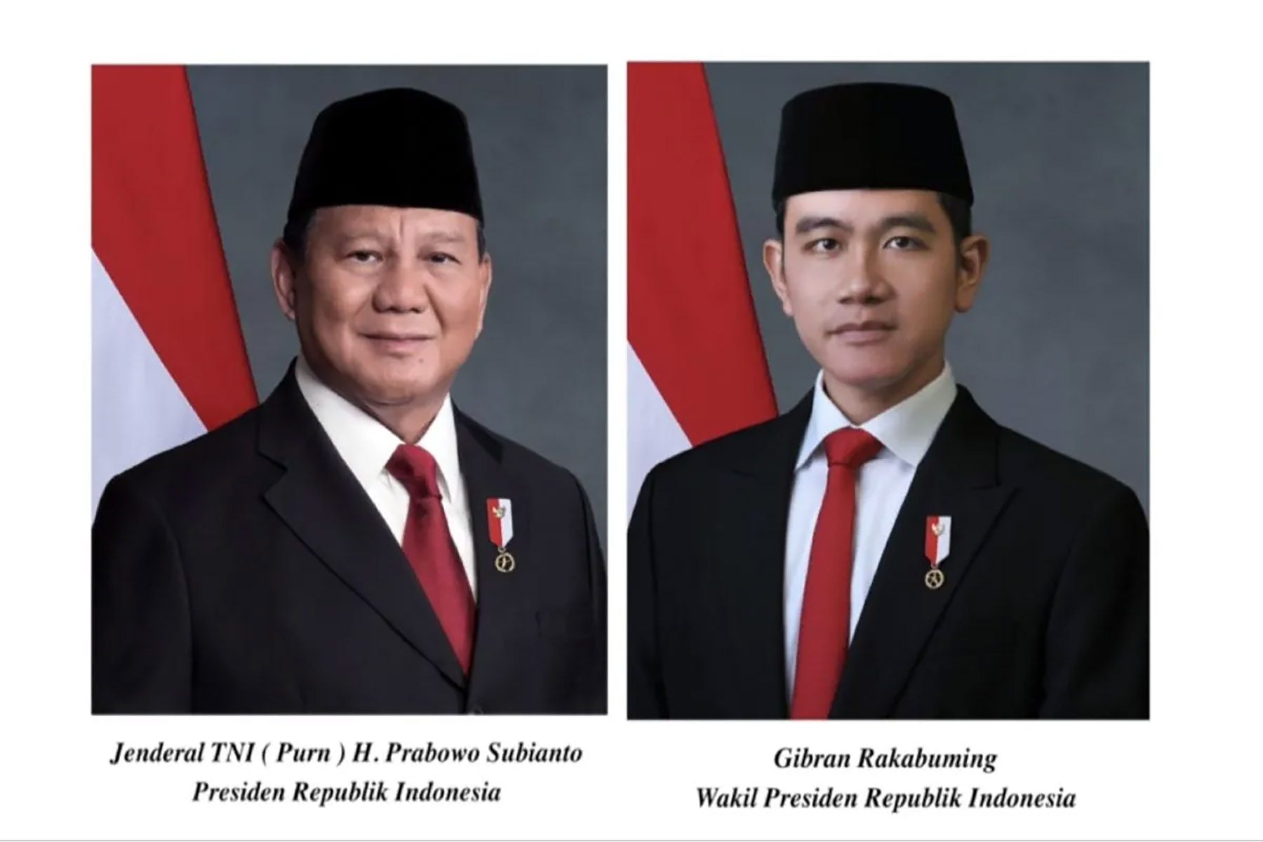 Foto Presiden Prabowo Subianto (kiri) dan Wakil Presiden Gibran Rakabuming (kanan). (Dok. Kemensesneg)