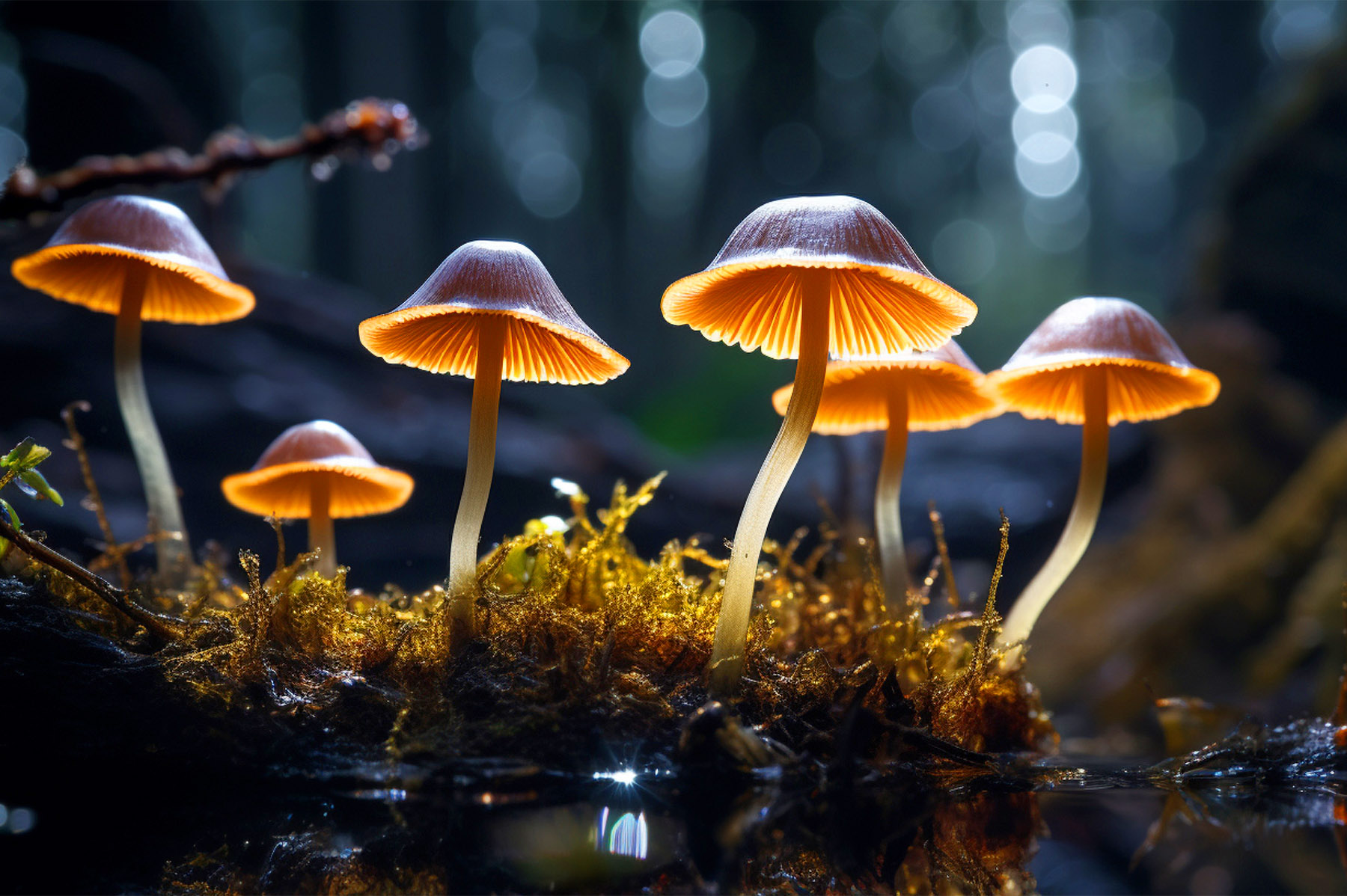 Jamur bioluminescent di tengah hutan. (Dok. Freepik)