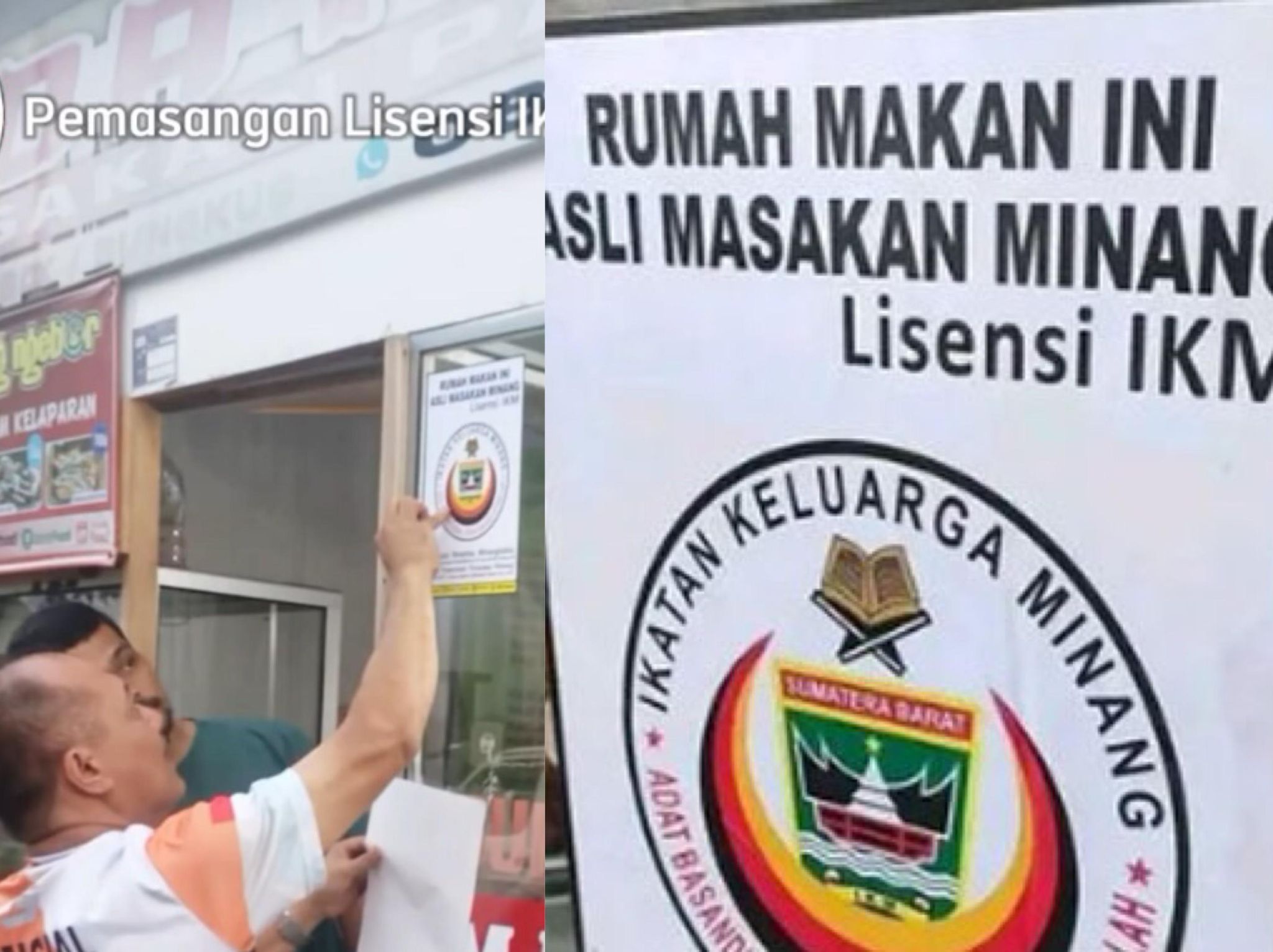 Pemasangan lisensi rumah makan Minang oleh Ikatan Keluarga Minang (Dok. IKM Pusat)