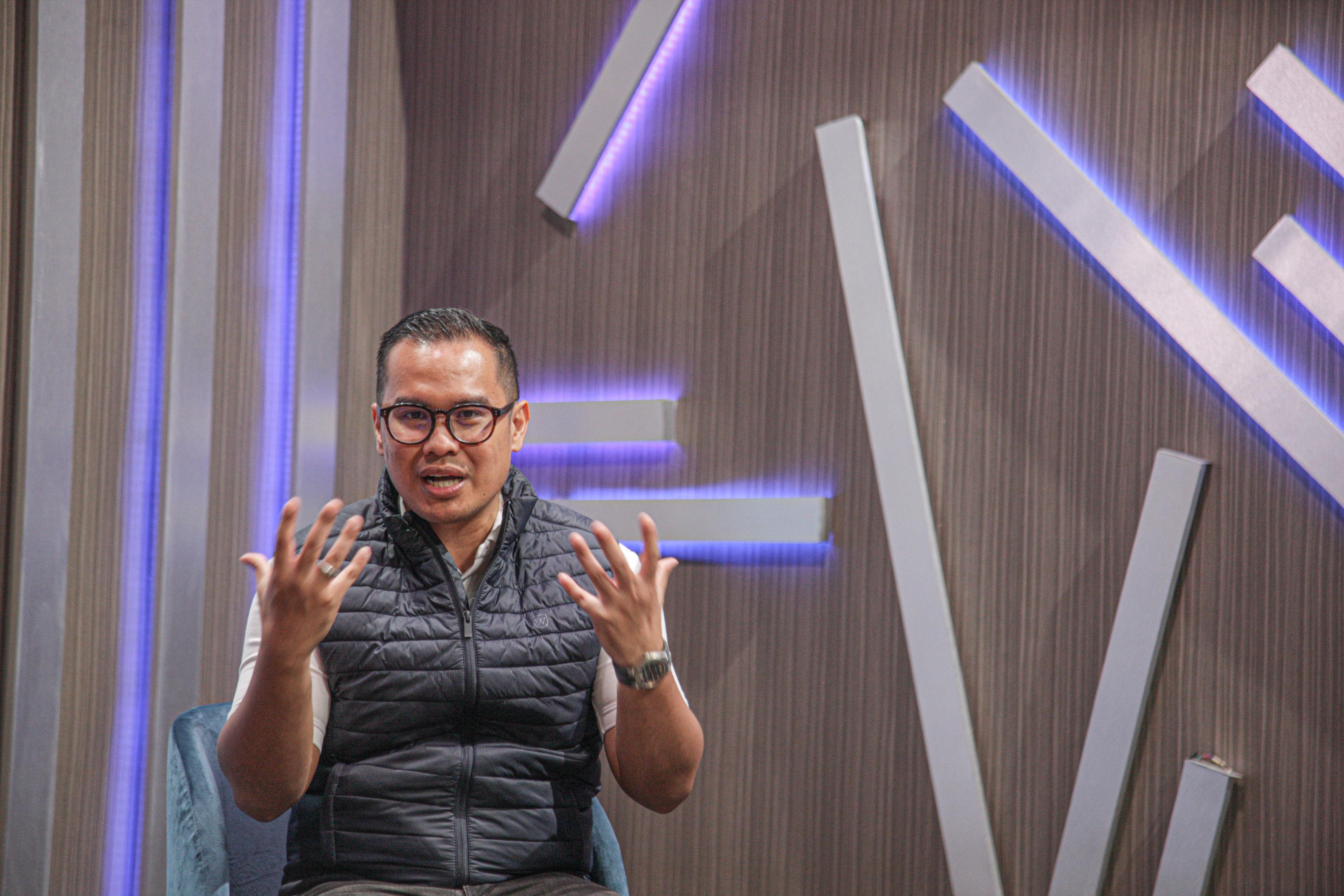 Pilar Saga Ichsan saat Talkshow bersama Jawa Pos TV di Gedung Graha Pena Jawa Pos, Kebayoran Lama, Jakarta. (Hanung Hambara/Jawa Pos)