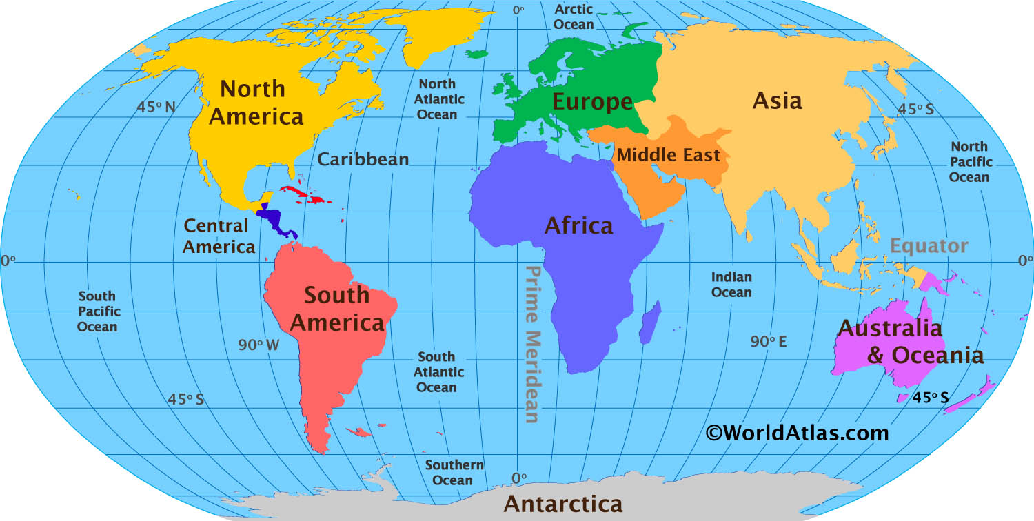 Ilustrasi benua yang ada di bumi. (Dok. World Atlas)