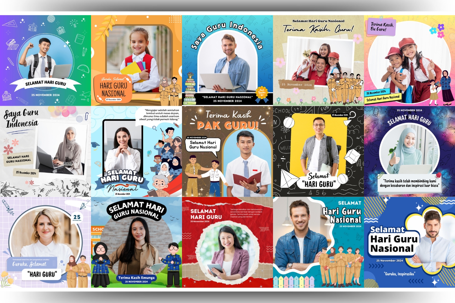 Ilustrasi twibbon Hari Guru 2024