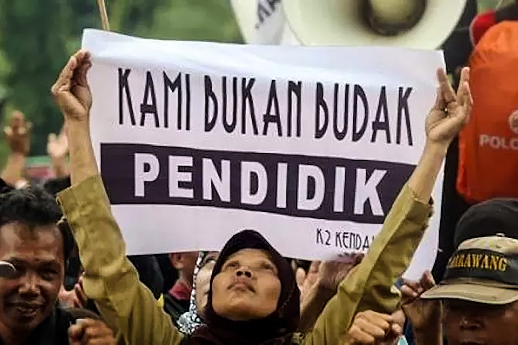 Ilustrasi demo guru. (Dok. Jawa Pos)