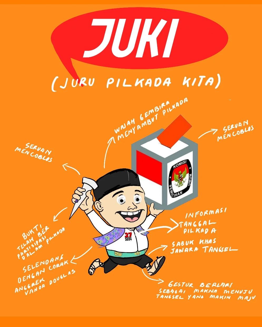 Peluncuran maskot Pemilihan Kepala Daerah (Pilkada) Tangsel pada Juni 2024, si Juki (Dok. Kpu Kota Tangsel)