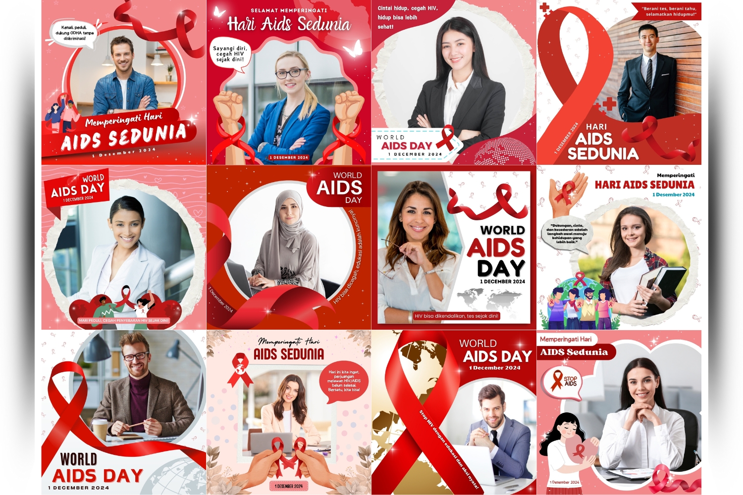 Ilustrasi twibbon hari AIDS sedunia