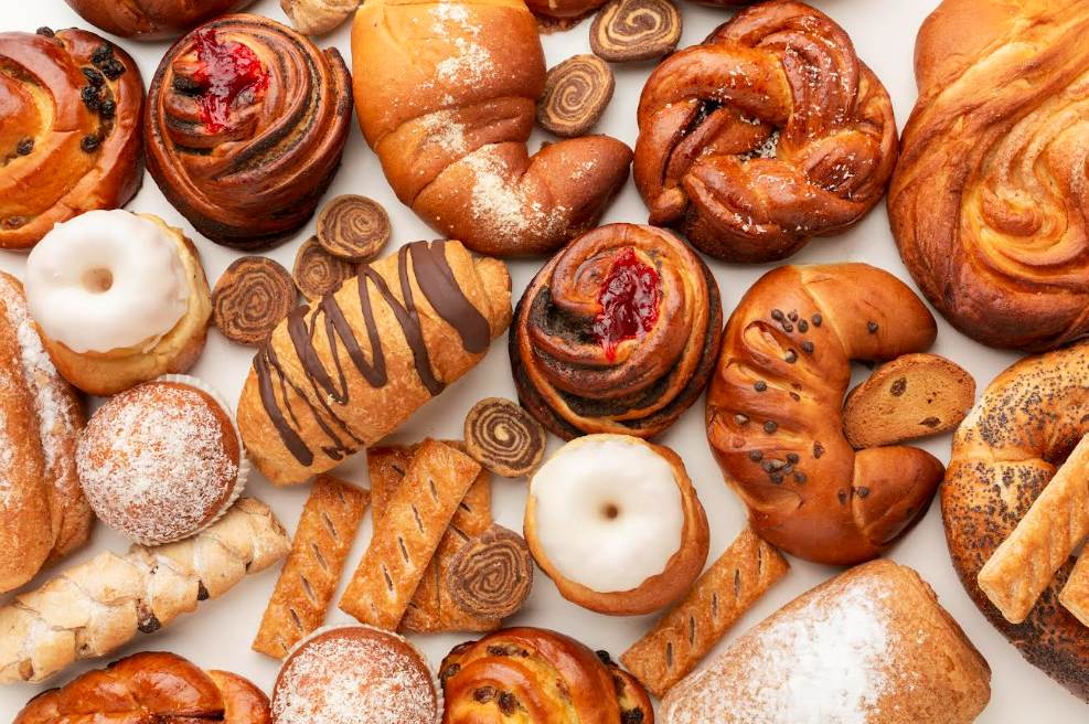 Ilustrasi jenis olahan pastry dan bakery