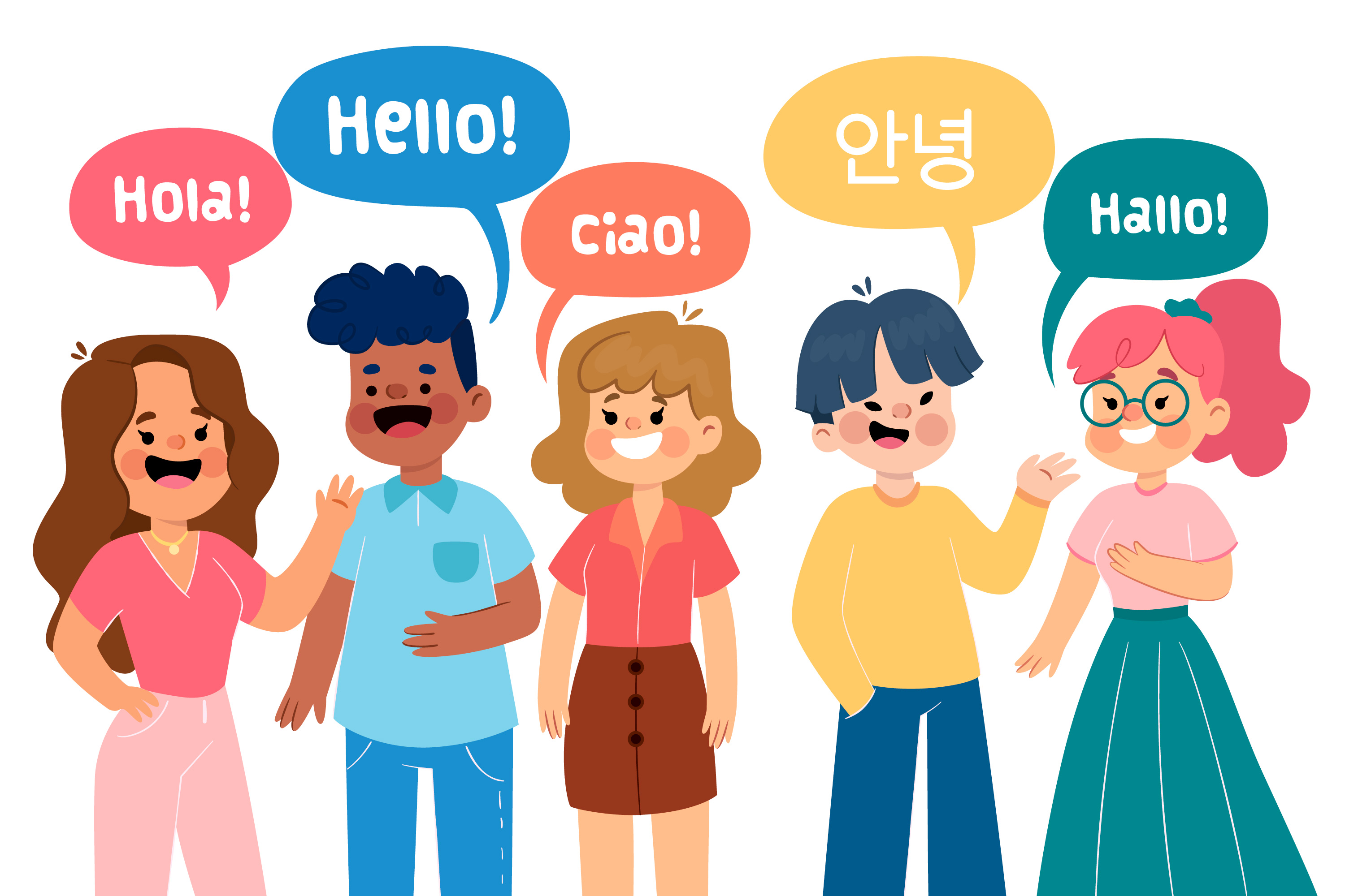 Ilustrasi berbicara dengan beberapa bahasa asing