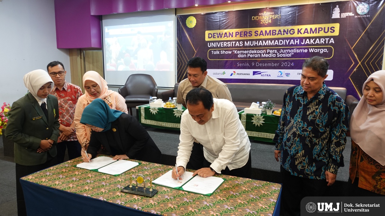 Kegiatan &lsquo;Dewan Pers Sambang Kampus&rsquo; di UMJ, Ciputat, Tangerang Selatan pada Senin (9/12).