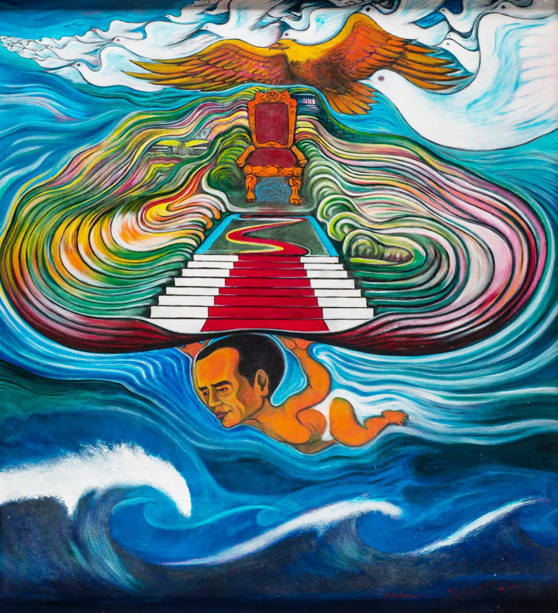 Salah satu dai lima lukisan karya Yos Suprapto yang batal digelar di Galeri Nasional Jakarta. (Dok.  Yos Suprapto )