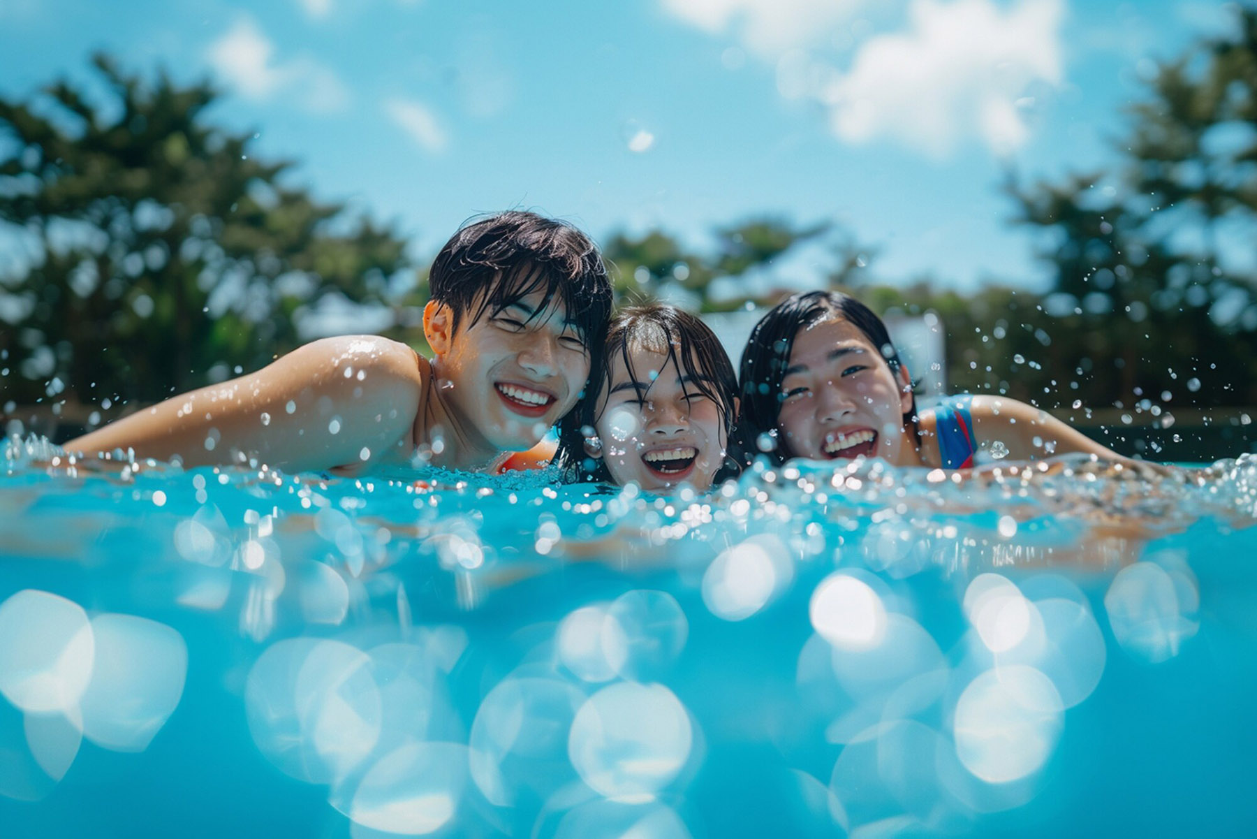 Ilustrasi berenang di waterpark.