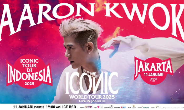 Poster konser Aaron Kwok ICONIC World Tour 2025.