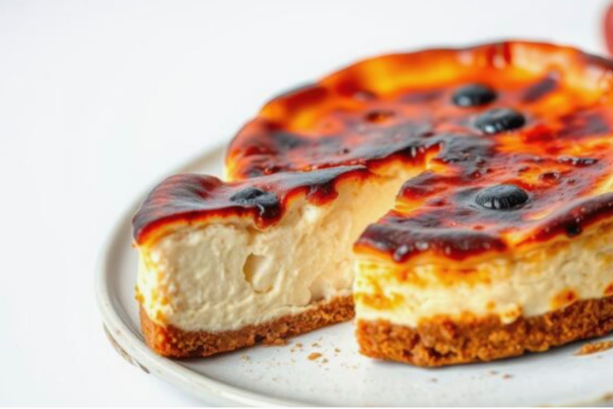 Ilustrasi resep ubi burnt cheesecake bebas gluten dan diet-friendly
