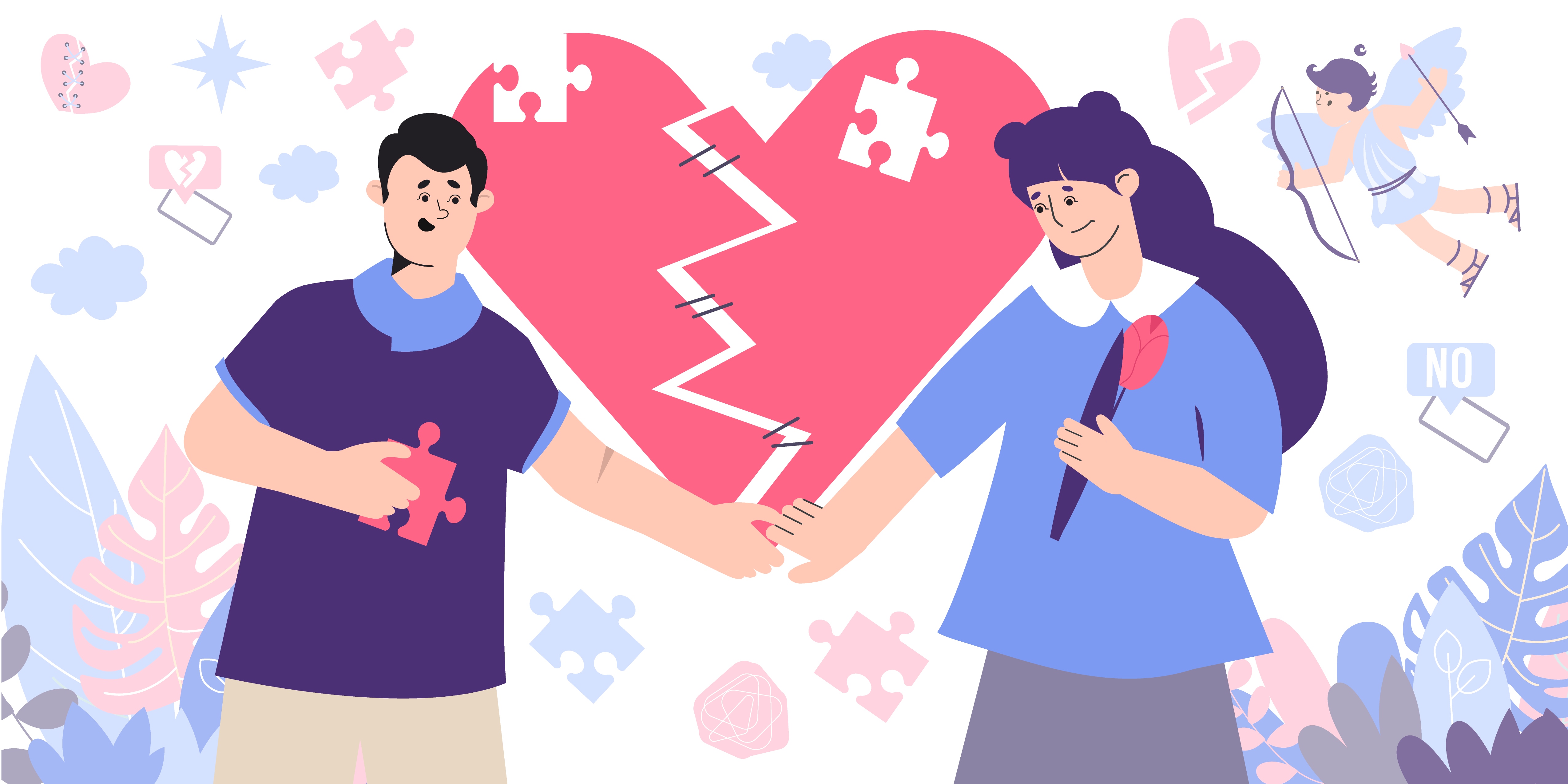 Codependency atau ketergantungan bersama adalah dinamika hubungan yang berat sebelah. (Dok. Freepik/macrovector).