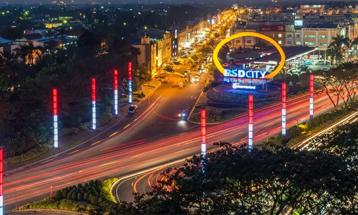 Suasana malam BSD City Tangsel. (Dok. Sinarmas Land)