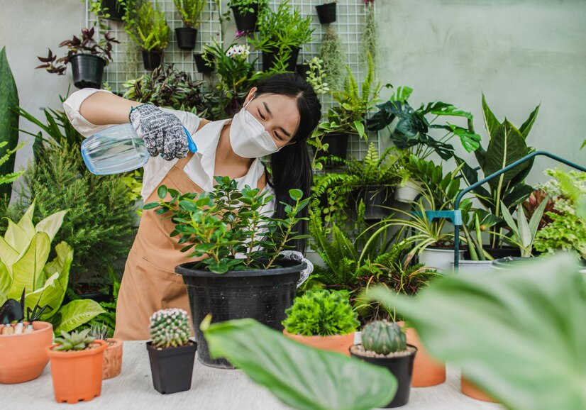 Ilustrasi menanam taman mini di rumah