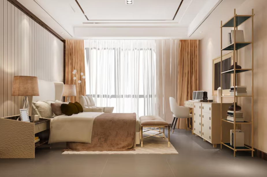 Ilustrasi desain interior kamar tidur