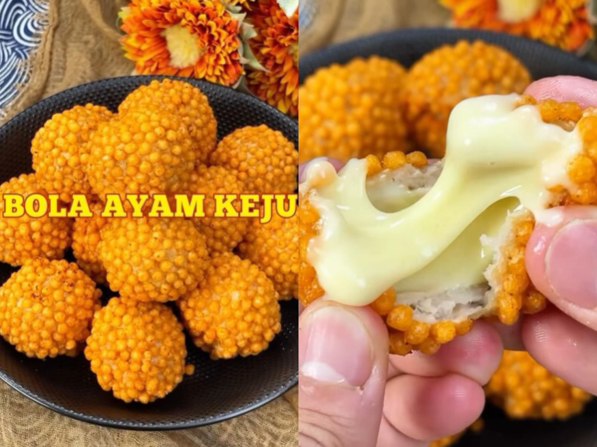 Hidangan bola ayam keju