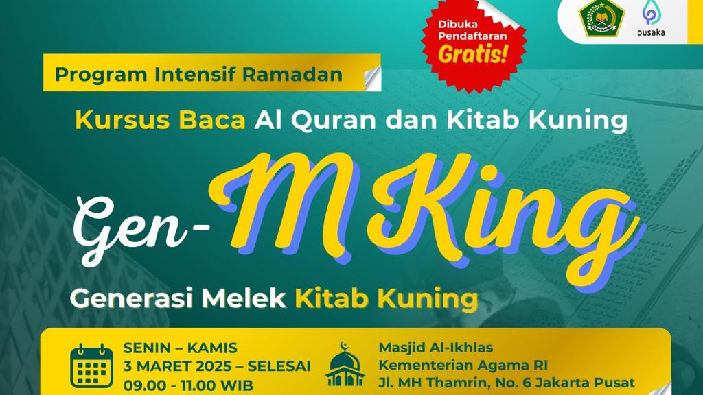 Poster kursus baca Al-Quran dan Kitab Kuning Gen-Mking 2025