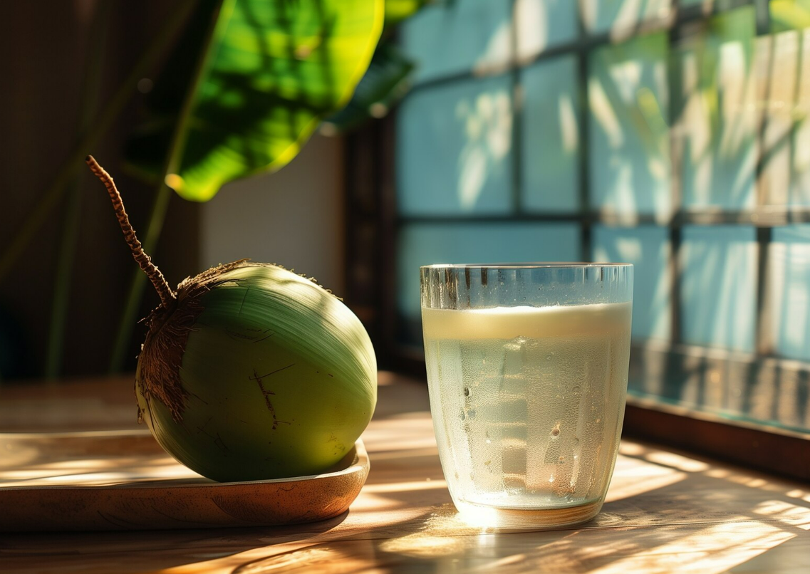 Ilustrasi buah dan air kelapa