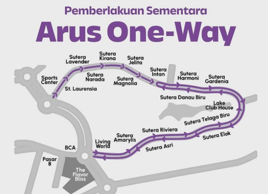 Peta arus one-way kawasan Alam Sutera Tangsel (Dok. Alsut Update)