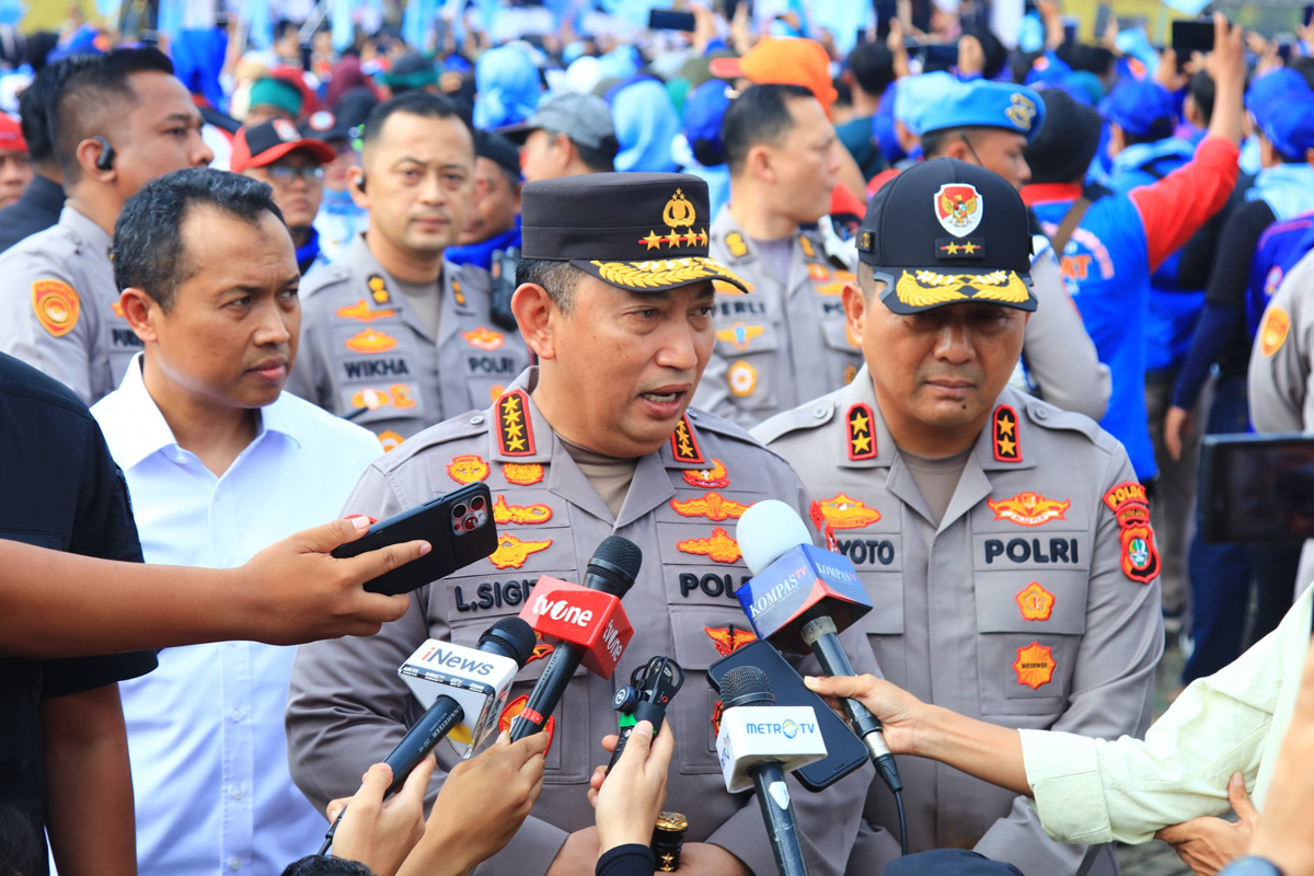 Kapolri Listyo Sigit Prabowo saat menghadiri May Day di Monas. (Mabes Polri)