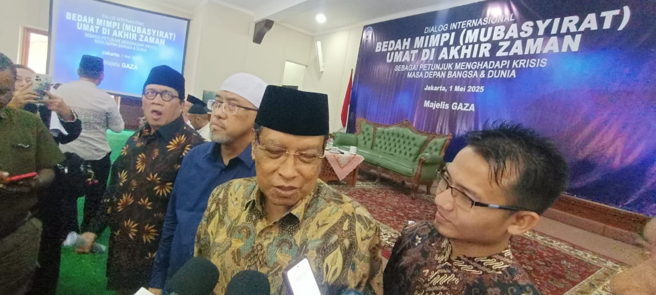 Mantan Ketua Umum PBNU Said Aqil Siroj (dua dari kiri) menghadiri kegiatan dialog Mubasyirat Majelis Gerakan Akhir Zaman (Gaza) di Jakarta. (Dok. JP)&nbsp;