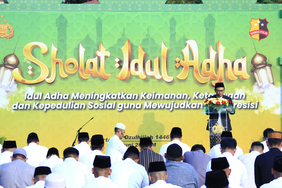 Salat Idul Adha yang digelar di Mabes Polri. (Polri)
