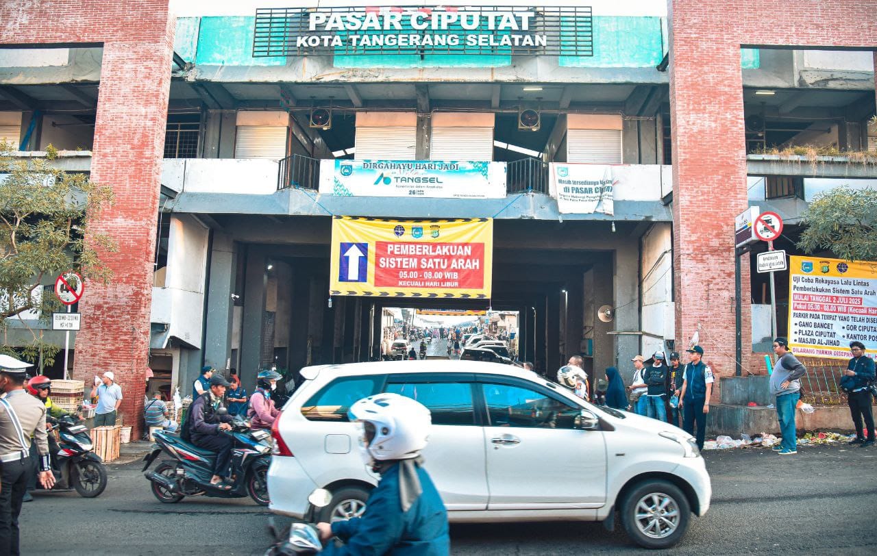 Uji coba SSA di Jalan Haji Usman, Kawasan Pasar Ciputat, Rabu (2/7). (Dok. Humas Pemkot Tangsel)