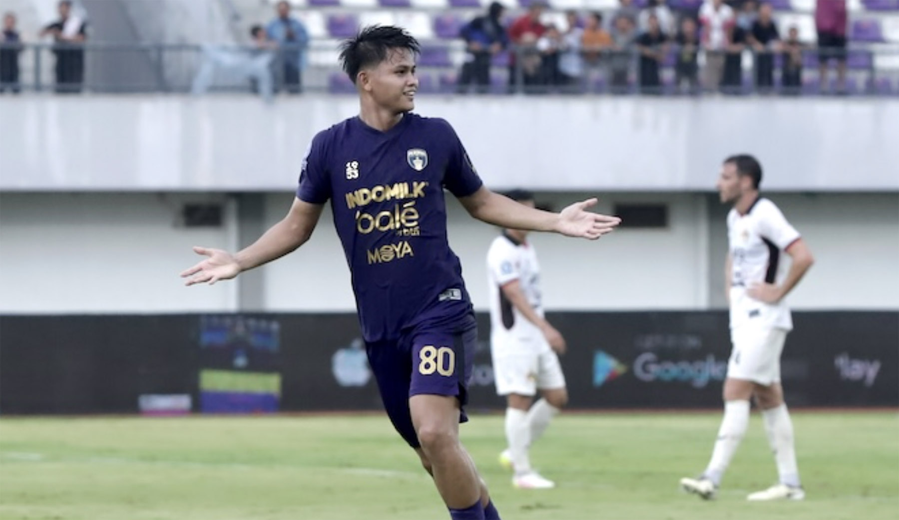 Selebrasi Hokky Caraka saat Persita melawan Persik. (Dok. Persita)