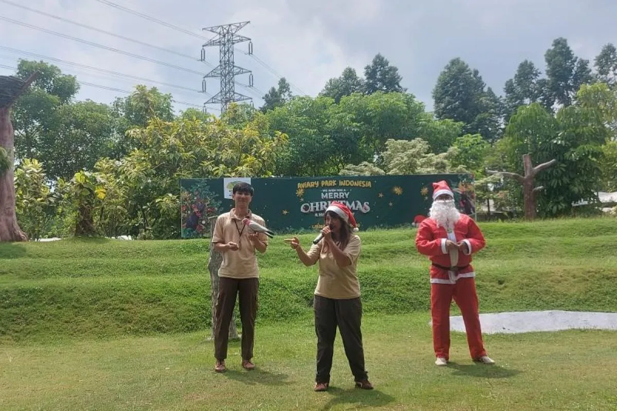 Aviary Park Indonesia menghadirkan burung Galah atau kakatua Australia (kiri) dan Santa Claus (kanan) pada Special Bird Show yang setiap hari membagikan hadiah berupa tiket gratis dan snack.