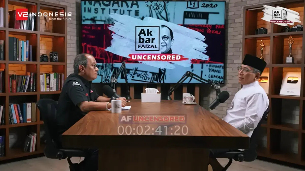 Tangkapan layar Yahya Cholil Staquf dalam podcast bersama Akbar Faizal. (Dok. Akbar Faizal)