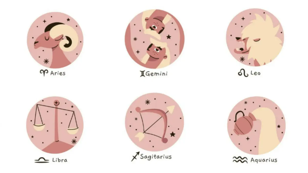 Ilustrasi zodiak Aries, Gemini, Leo, Libra, Sagitarius, dan Aquarius (Magnific)