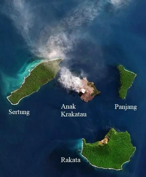 Perkiraan posisi kawasan Gunung Anak Krakatau. (Dok. Google Earth)