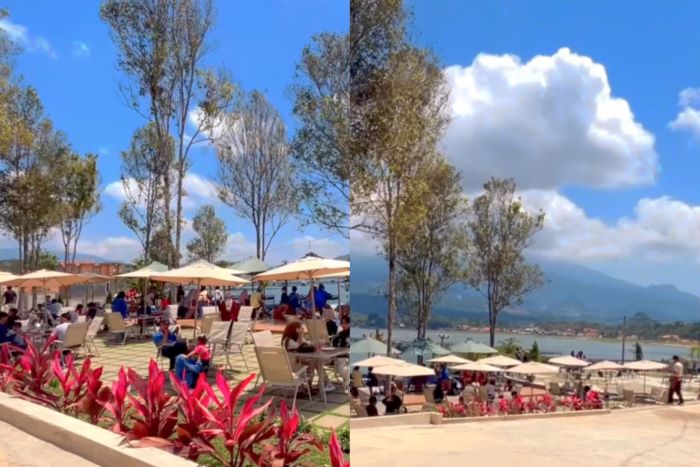 Suasana Jagara Eco Park beserta kafe dan resto. (tangkapan layar akun Youtube mamazahra.official)