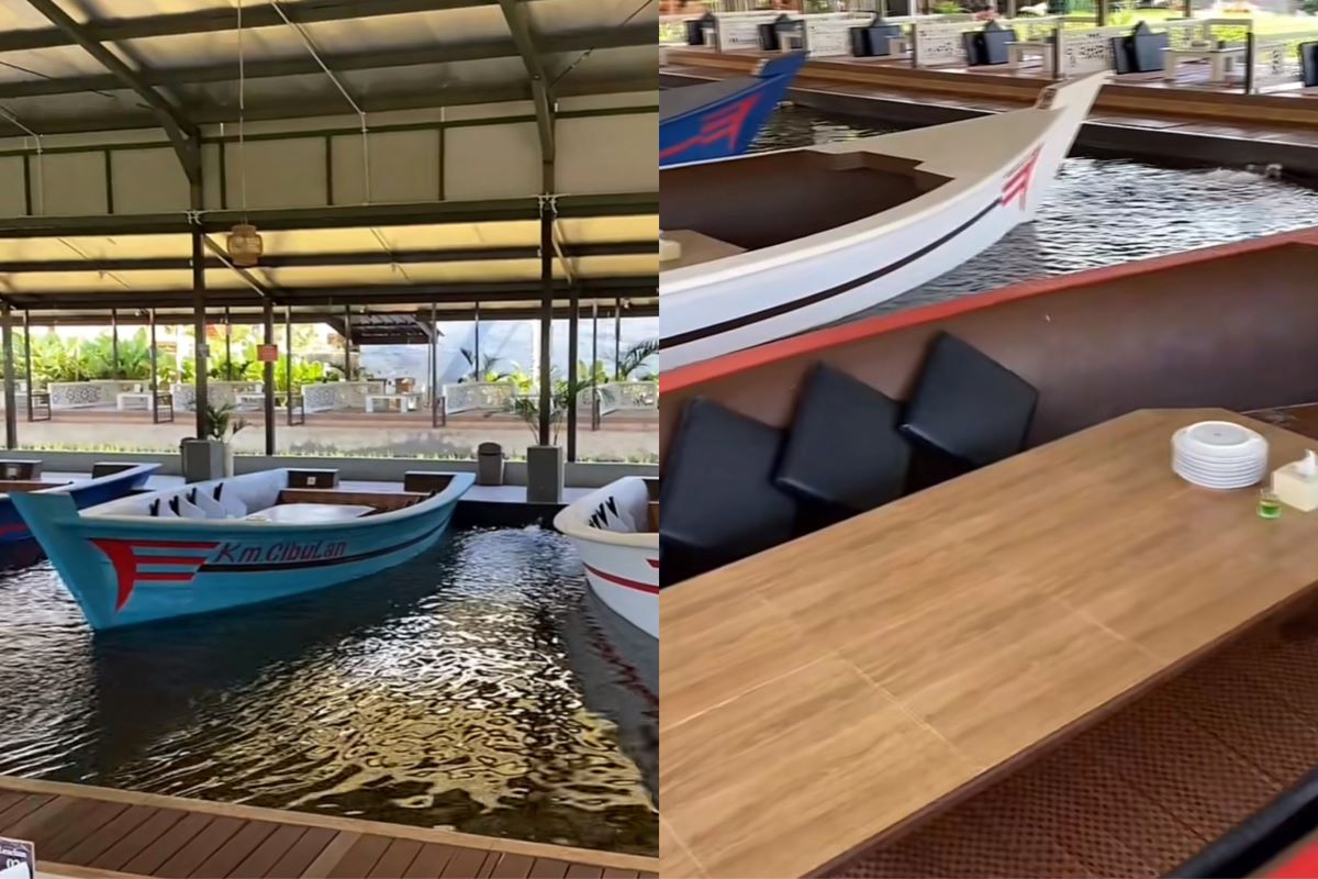 Restoran dengan area lesehan yang memiliki konsep unik. (tangkapan layar akun Tiktok @cibiuk.resto)