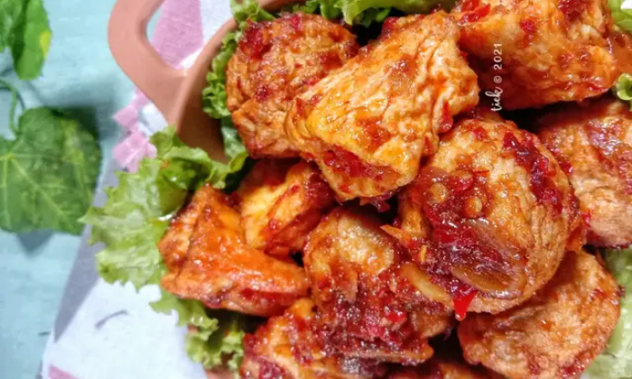 Oseng tahu otak-otak pedas manis
