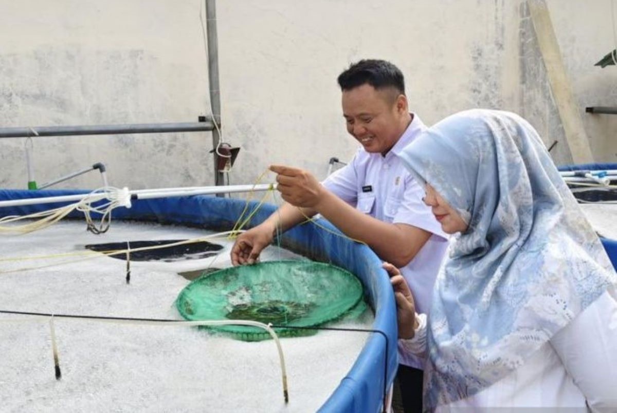 Kepala DKP3 Kota Cirebon Elmi Masruroh (kanan). (Fathnur Rohman/Antara)