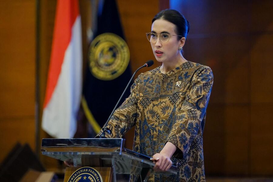 Menteri Pariwisata Widiyanti Putri saat menghadiri peluncuran kampanye #MudikYuk dan #LebarandiJakartaAja di Jakarta, Sabtu (1/3/2025). (Dok. kemenpar.go.id)
